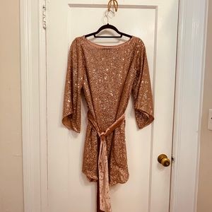Anthropologie Blush Pink Sequins Party Dress